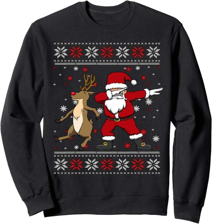 Santa Claus Dabbing Weihnachtsmann und Rentier Dabbing Sweatshirt