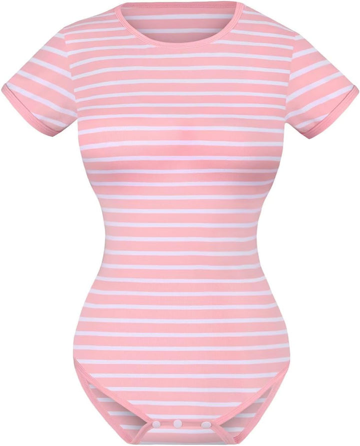 Landofgenie Bodys für Damen Einteiler Bodysuit Jumpsuit Baumwolle Kurzarm Nette Onesie Pyjamas Nacht