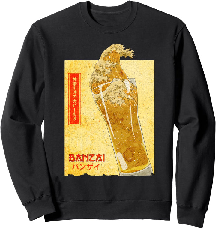 Grosse Bier Welle Aus Kanagawa Aesthetic Japan IPA Kanpai Fan Sweatshirt