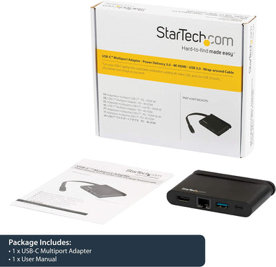 StarTech.com USB C Multiport Adapter mit HDMI - 4K - Mac / Windows - 1xA + 1xC - 100W PD 3.0 - GbE 1