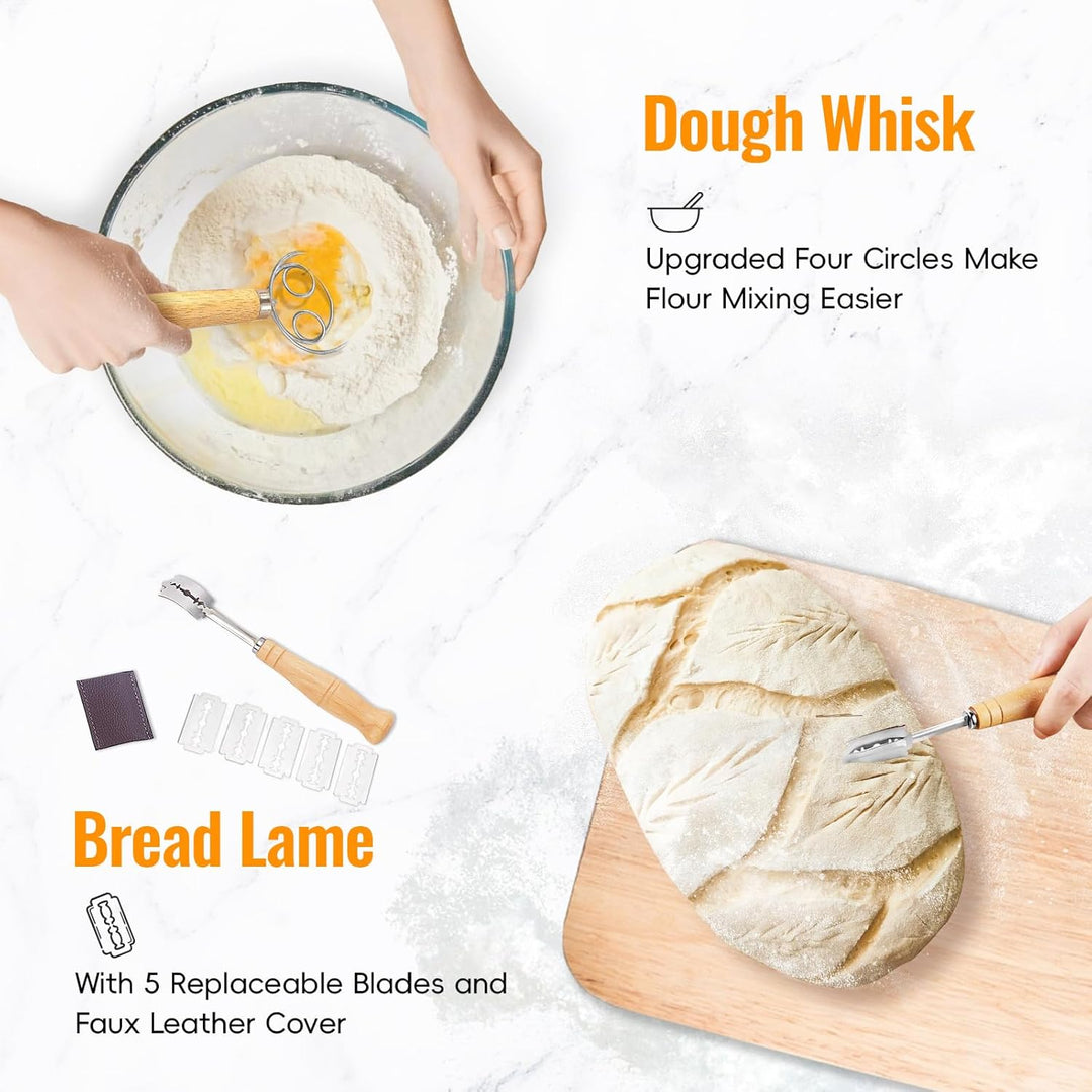 Gärkörbchen Set Sauerteig für Zum Brotbacken: Gärkorb Rund 23 cm Oval 25 cm Brot Backen Zubehör Set