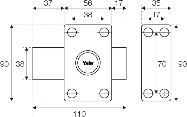 Yale YV25BT-40/SC Türschloss, golden Brown, 40mm Ø23mm 40mm Ø23mm Golden Brown, 40mm Ø23mm Golden Br