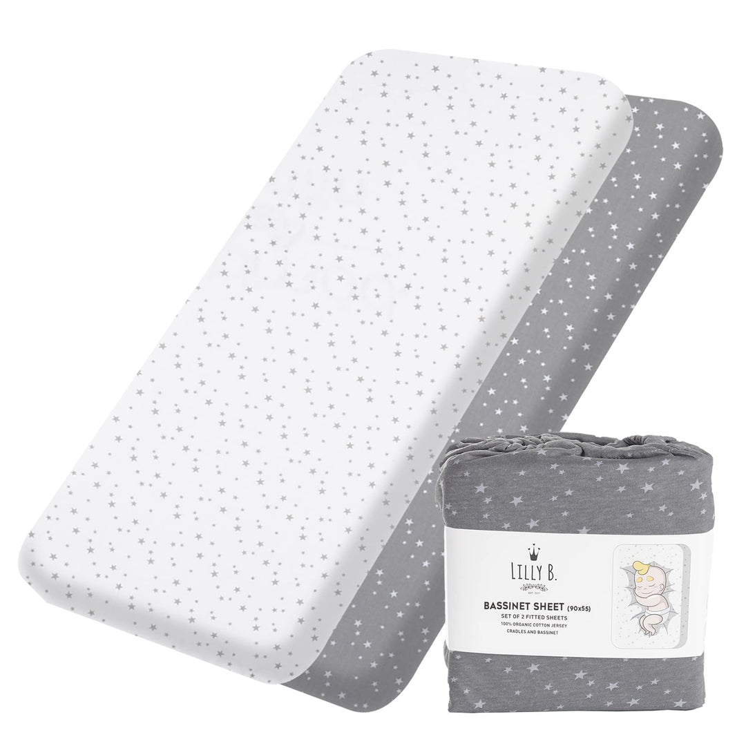 Lilly B. Bio-Baumwolle GOTS 2-in-1-Pack mit 2 Wasserdichten Babybettlaken, verwendet anstelle von Ma