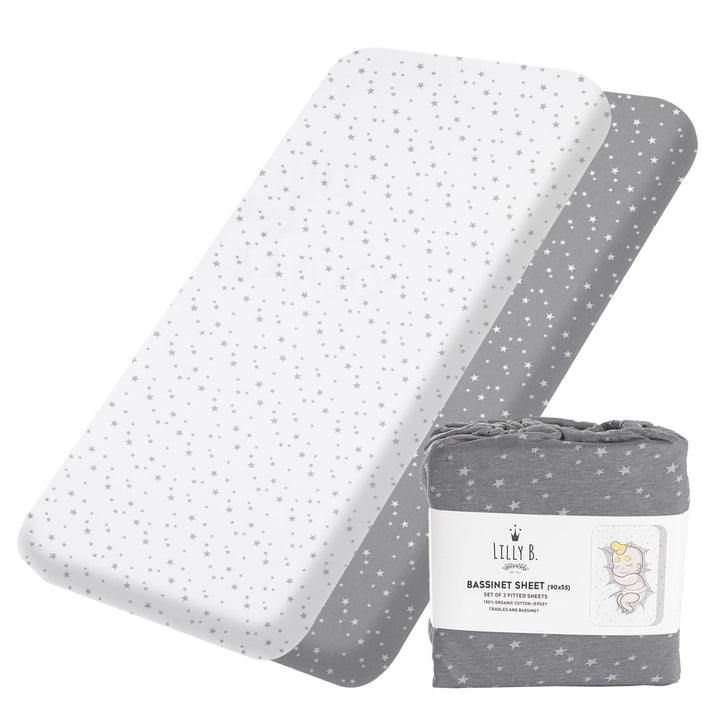 Lilly B. Bio-Baumwolle GOTS 2-in-1-Pack mit 2 Wasserdichten Babybettlaken, verwendet anstelle von Ma