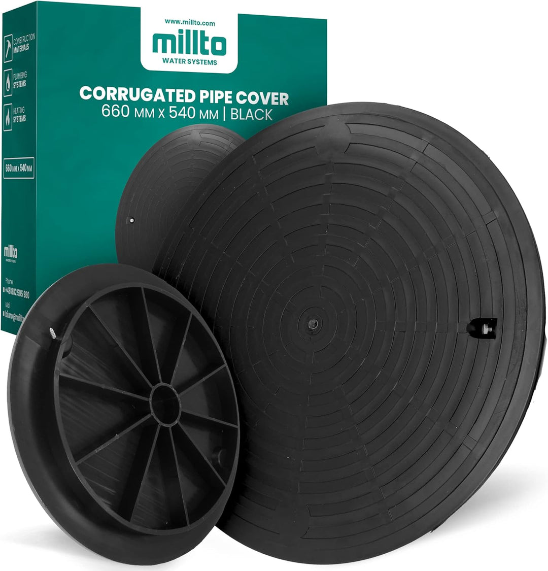 Millto™ Schachtabdeckung Kunststoff Rund Ø DN540 Schwarz PP Kanaldeckel Schachtdeckel | Abflusssteig