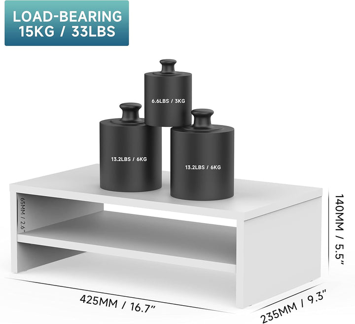 FITUEYES Monitorständer Bildschirmständer aus Holz Ergonomischem Laptop-Druckerständer für Monitor L