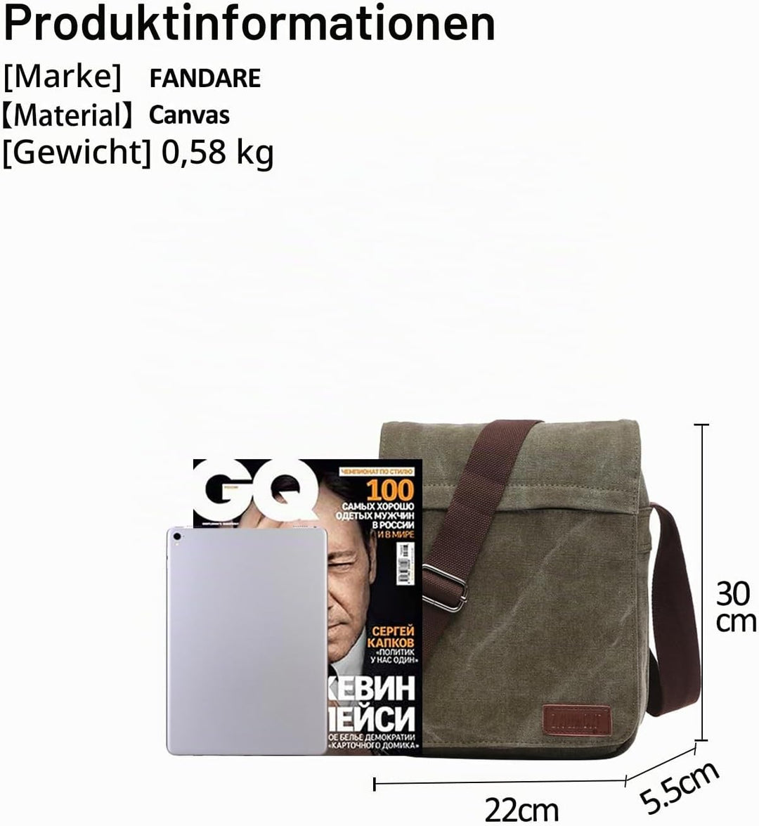 FANDARE New Umhängetasche Herren Studenten Reisen Postbote Crossbody Bag Grosse Kapazität Multi-Tasc