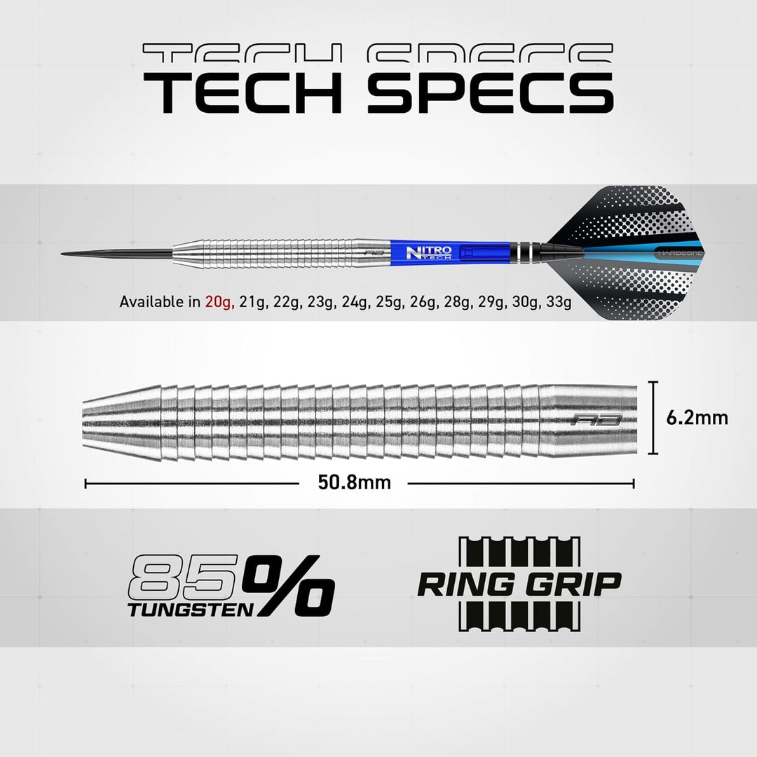 RED DRAGON Razor Edge Series Dartpfeile Tungsten Profi Steel Darts mit Flights und Schäfte 20G 3, 20