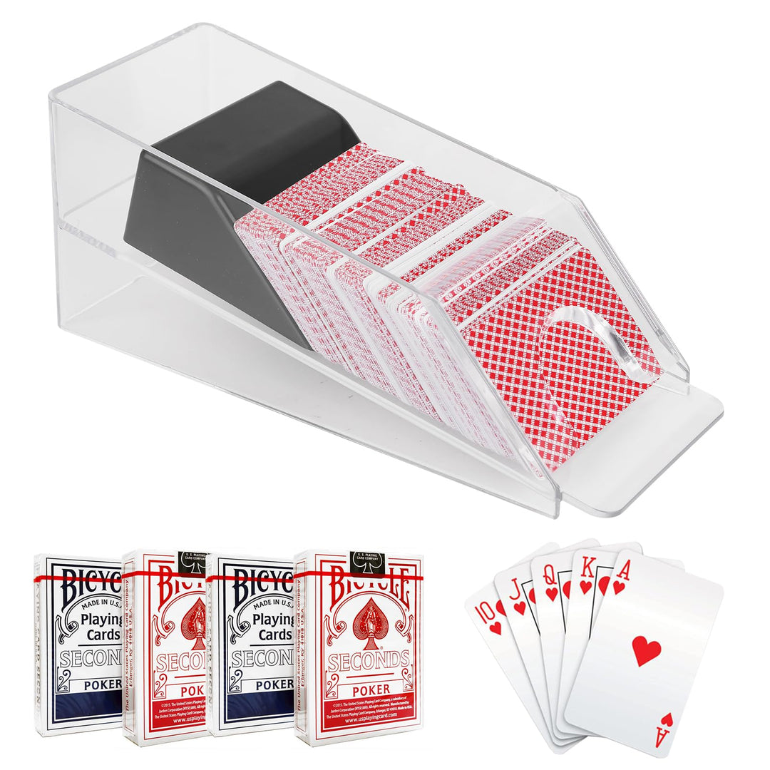Blackjack Dealing Shoe, Clear Acryl Kartenschlitten für Spielkarten, Kartenspender Kartenmischmaschi