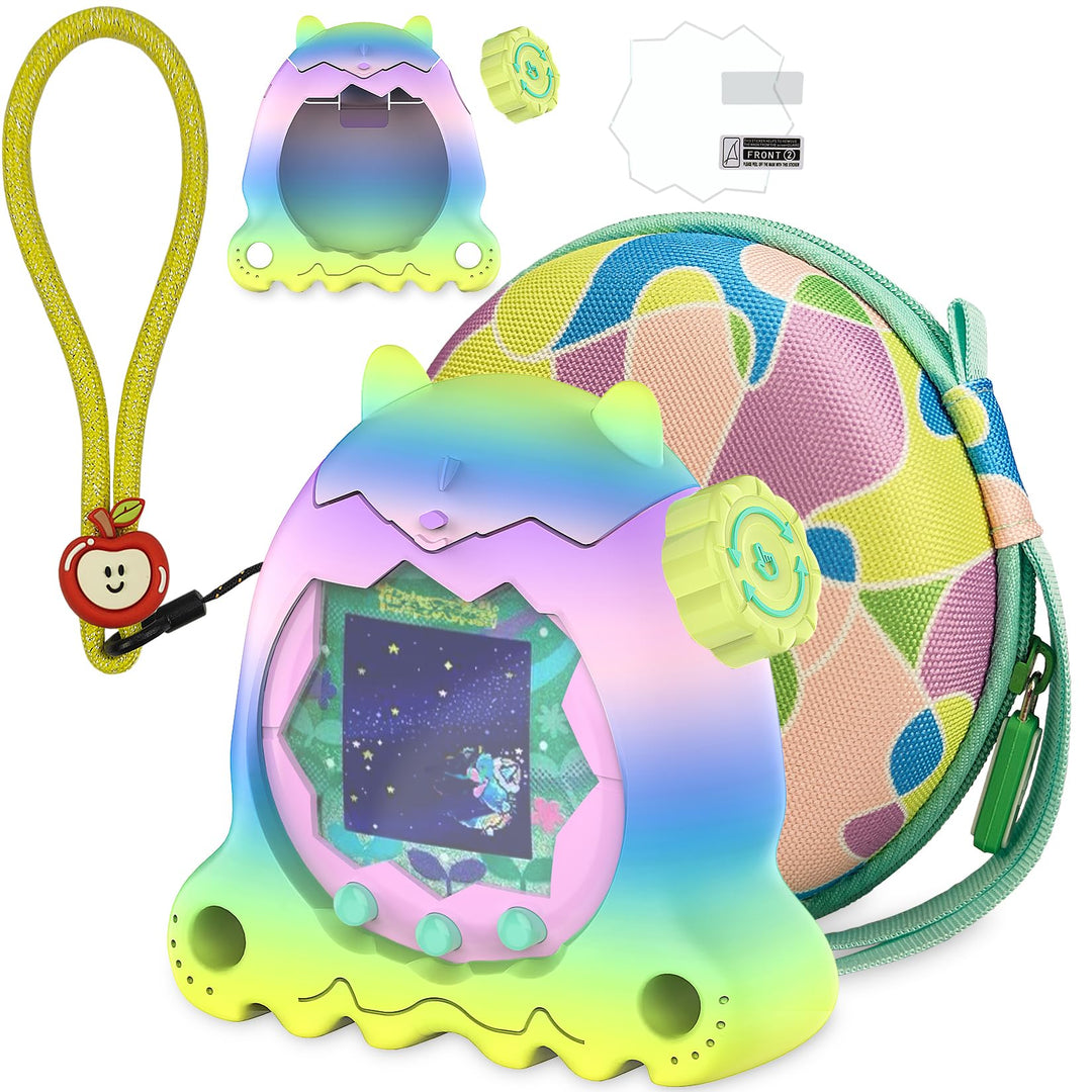 Weiche Silikonhülle und Harte Tragetasche für Tamagotchi Paradise, inklusive Displayschutzfolie, Han