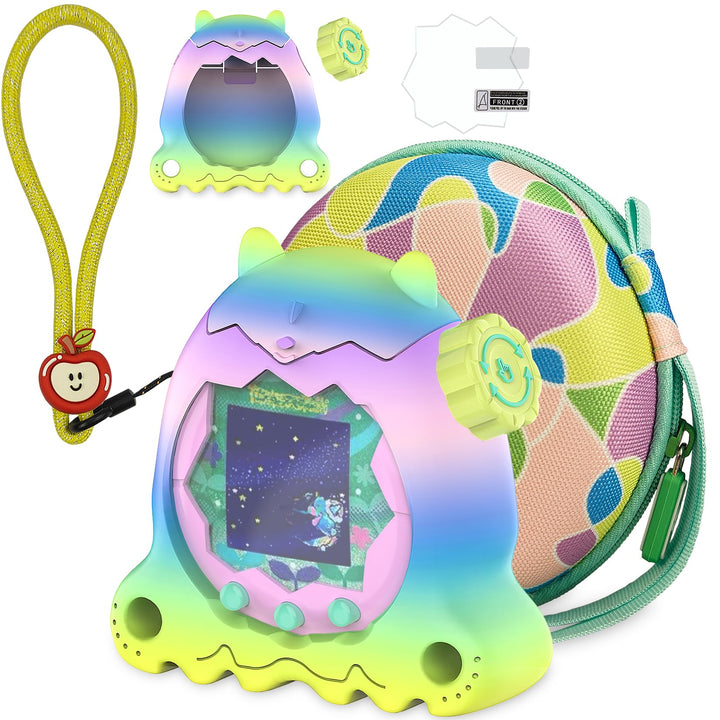 Weiche Silikonhülle und Harte Tragetasche für Tamagotchi Paradise, inklusive Displayschutzfolie, Han