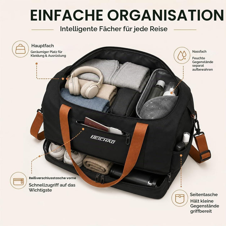 lafo Sporttasche &amp; Reisetasche für Damen und Herren, Wochenendtasche Gym Bag, wasserdichte Schwimmta