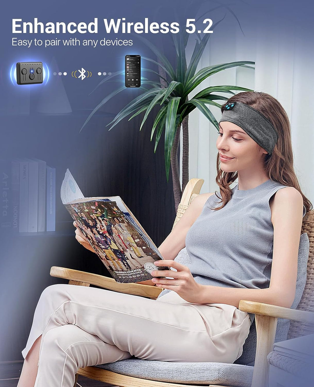 Navly Schlafkopfhörer Bluetooth Stirnband Kopfhörer Schlafkopfhörer für Seitenschläfer, gemütliche B