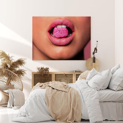 wandmotiv24 Leinwandbild 260 g/m² - Kunstdruck auf Leinwand - Wandkunst - Wandbild mit Frauen Lippen