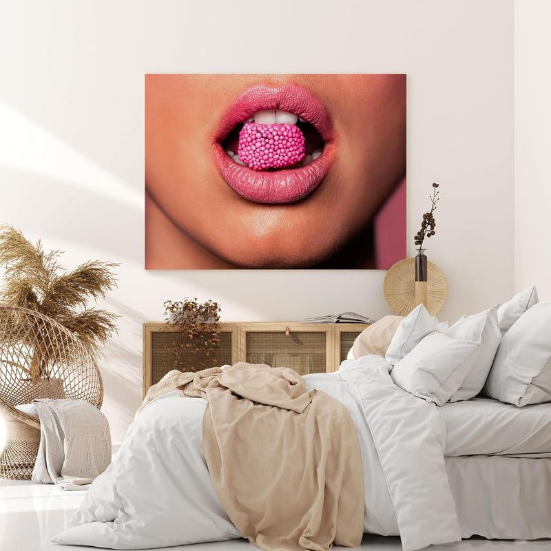 wandmotiv24 Leinwandbild 260 g/m² - Kunstdruck auf Leinwand - Wandkunst - Wandbild mit Frauen Lippen