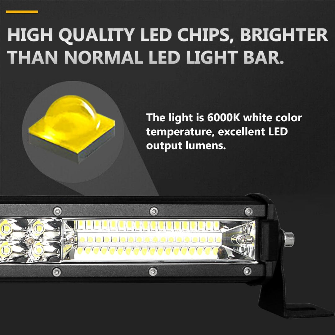 PICAA 24 Zoll 216W LED Lightbar Mit Kabelbaum Kit 12V, 6000K Weiss LED Lichtbalken Arbeitsscheinwerf