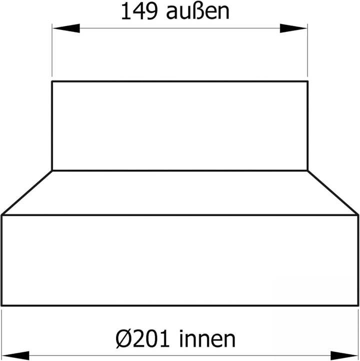 raik Rauchrohr Ofenrohr Reduzierung Innendurchmesser 200 mm Aussendurchmesser 150 mm Länge 175 mm St