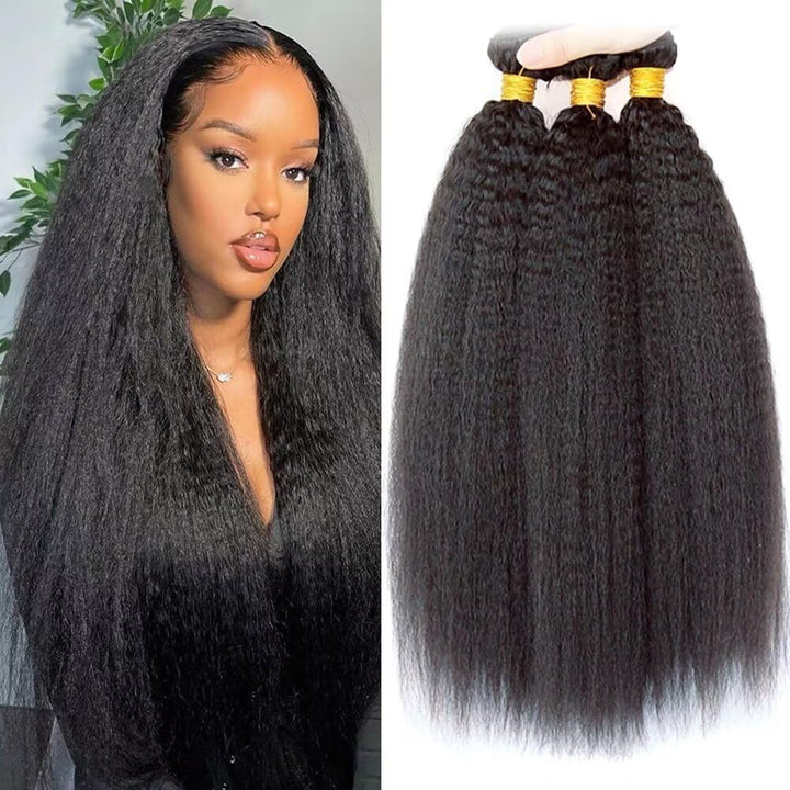 10A Brazilian Hair Bundle Kinky Straight Human Hair 3 Bundles Brasilianische Haare Bündel Echthaar W