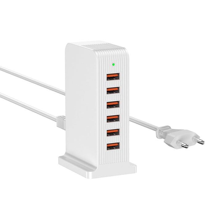 USB Ladegerät 50W 6 Port, Mehrere USB Ladegeräte, Desktop USB Ladegerät für iPhone XR/XS Max/X / 8 P