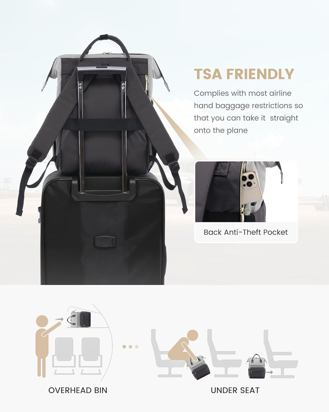 LOVEVOOK Rucksack Damen, Laptop Rucksack 17 Zoll, Schulrucksack Teenager | Reiserucksack Arbeitsruck