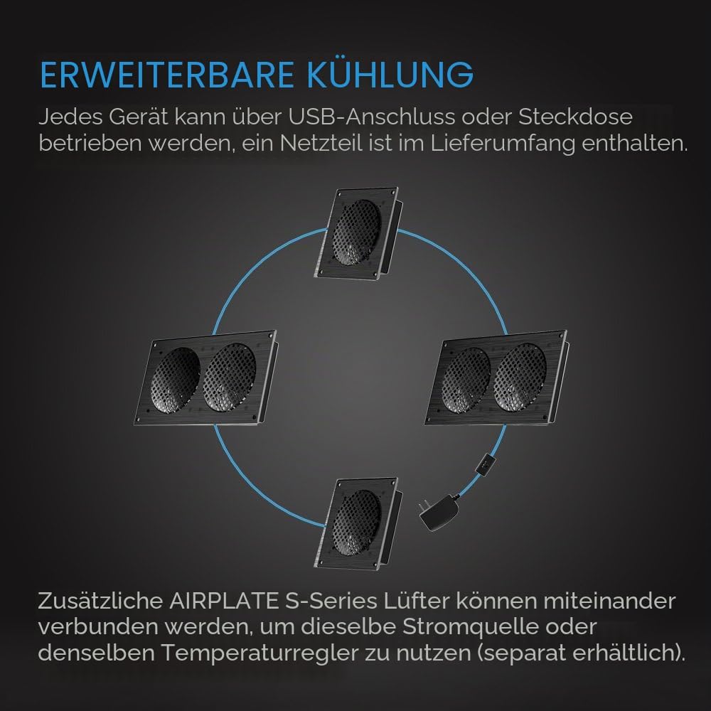 AC Infinity AIRPLATE S3, leises Kühllüftersystem 6" (16 cm) mit Geschwindigkeitssteuerung, für Heimk