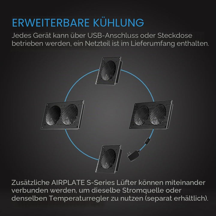 AC Infinity AIRPLATE S3, leises Kühllüftersystem 6" (16 cm) mit Geschwindigkeitssteuerung, für Heimk
