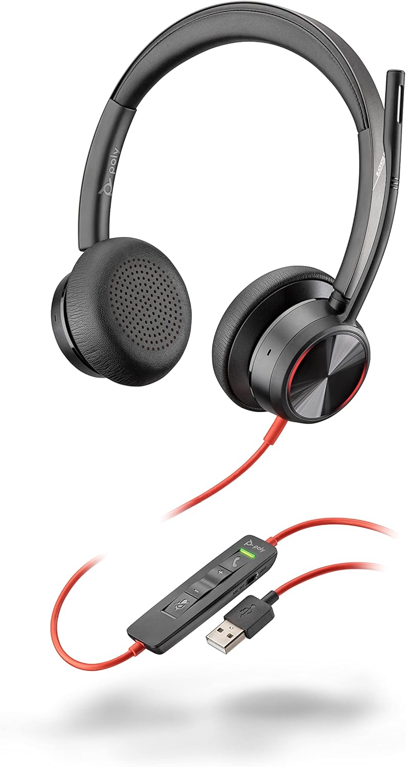 Poly Stereo-Headset 'Blackwire 8225' mit USB-A Anschluss, Active Noise Cancelling und flexiblem Mikr