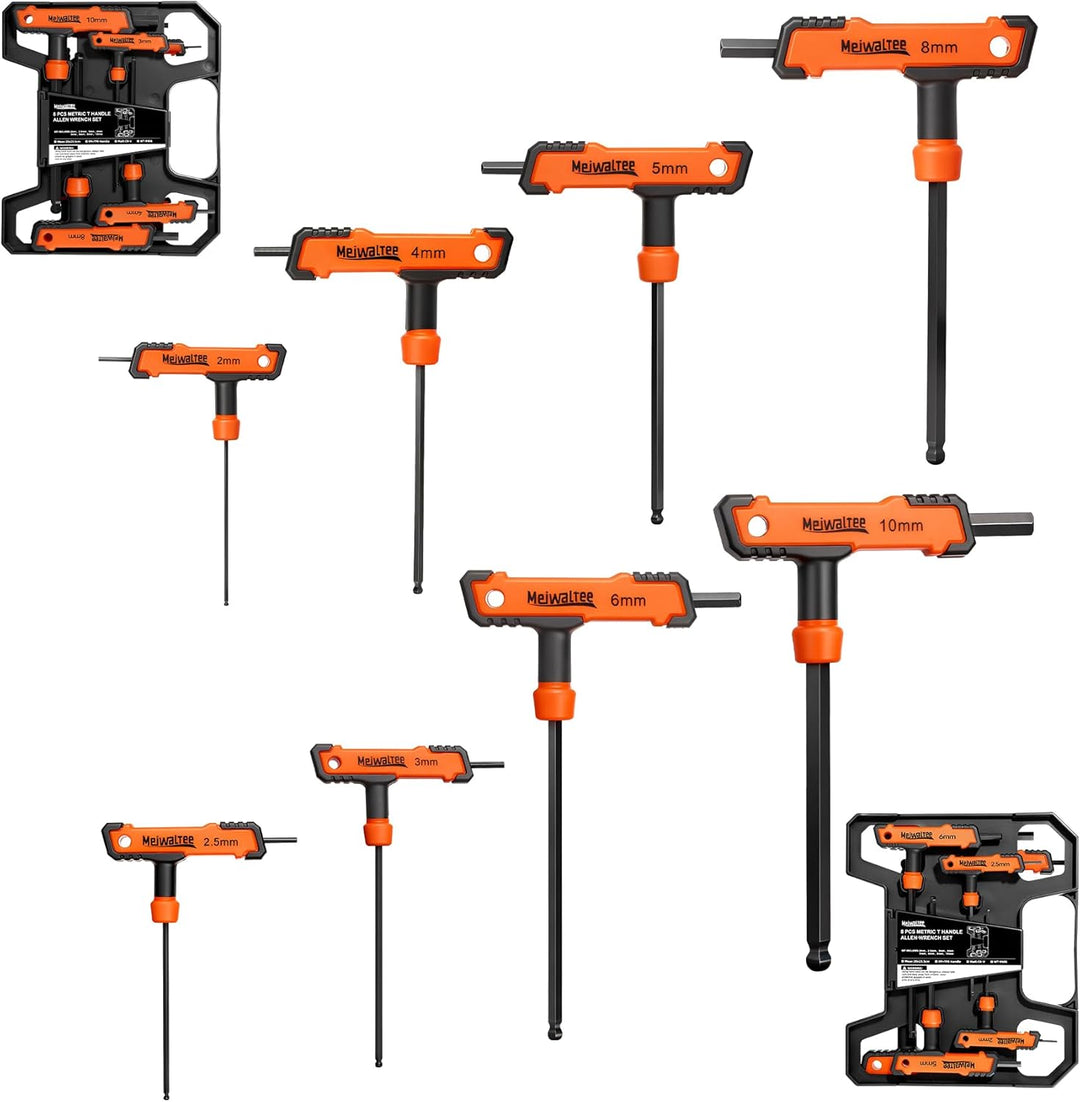 Meiwaltee 8 tlg T-Griff schlüssel-Satz, 2-10mm T-Griff Schraubendreher Set, Innensechskant Stiftschl