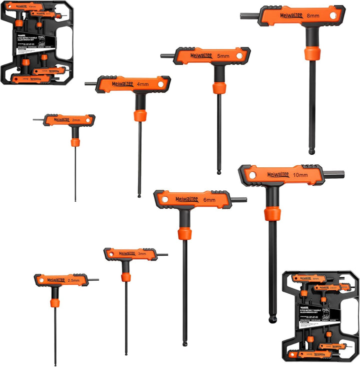 Meiwaltee 8 tlg T-Griff schlüssel-Satz, 2-10mm T-Griff Schraubendreher Set, Innensechskant Stiftschl