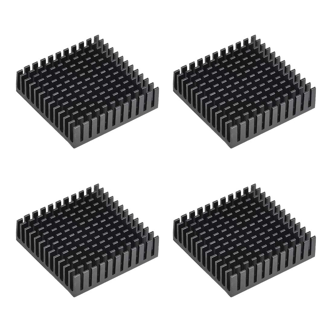 sourcing map 4Stk. Kühlkörper Thermoklebepad zur Kühlung von 3D Druckern 11x40x40mm Schwarz Schwarz