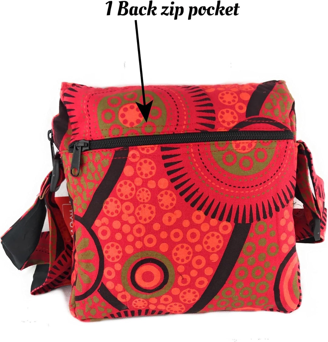 Damen Baumwolle Umhängetasche Indische Ethno Stil Boho Maliprint Tasche Baumwolle satche l mit Klapp