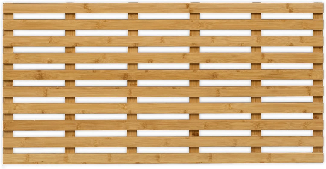 Relaxdays Bambus Badematte, 100 x 50 cm, rutschfeste Duschmatte für Badewanne, Dusche, Sauna, Indoor