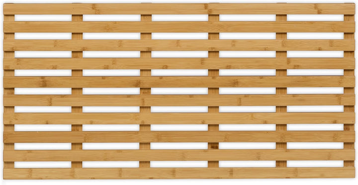 Relaxdays Bambus Badematte, 100 x 50 cm, rutschfeste Duschmatte für Badewanne, Dusche, Sauna, Indoor