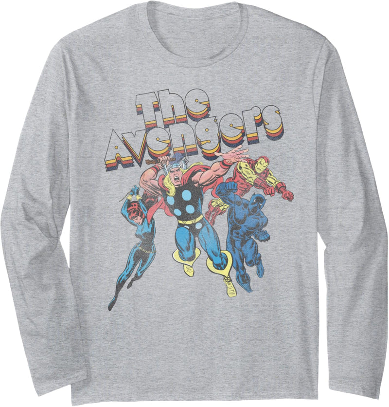 Marvel The Avengers Retro Style Group Shot Langarmshirt