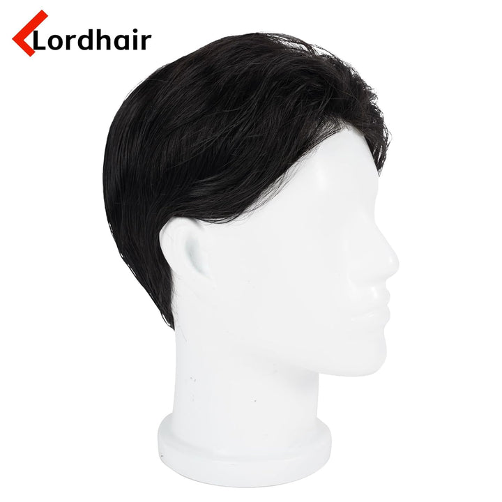 Lordhair Echthaar Toupet für Männer, 0,08 mm Dünnes Haut Haarteil Basisgrösse 8 x 10 Zoll Leichtes M