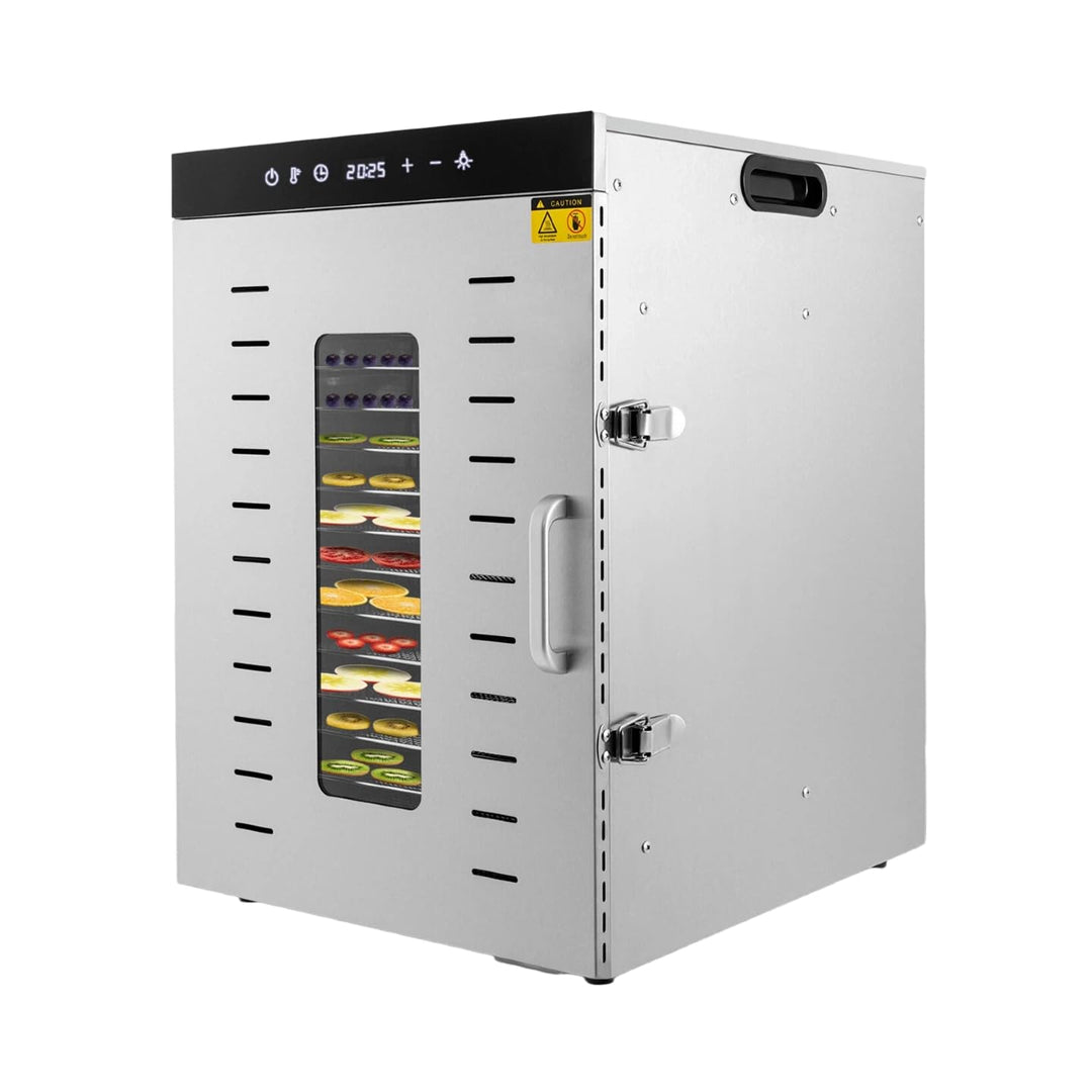 Dörrautomat Edelstahl 1500W, 16-Lagen Dörrgerät, Obsttrockner mit 30-90°C &amp; 24h Timer, Obst Trockner