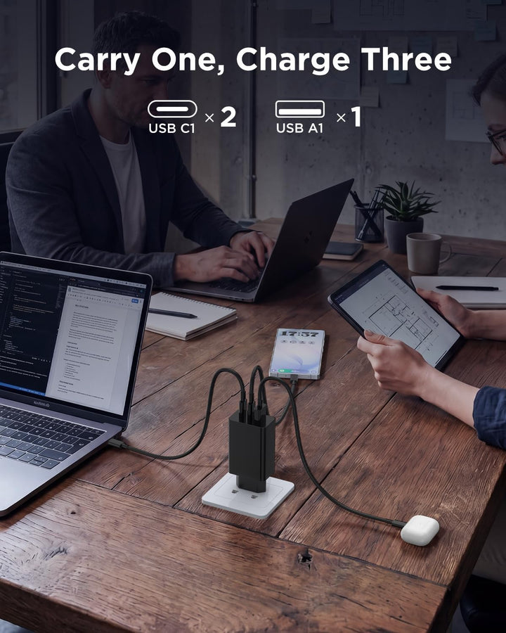 65W USB C Ladegerät für Samsung Galaxy S26/25 Ultra,3Ports Schnellladegerät USB mit Ladekabel 2M für