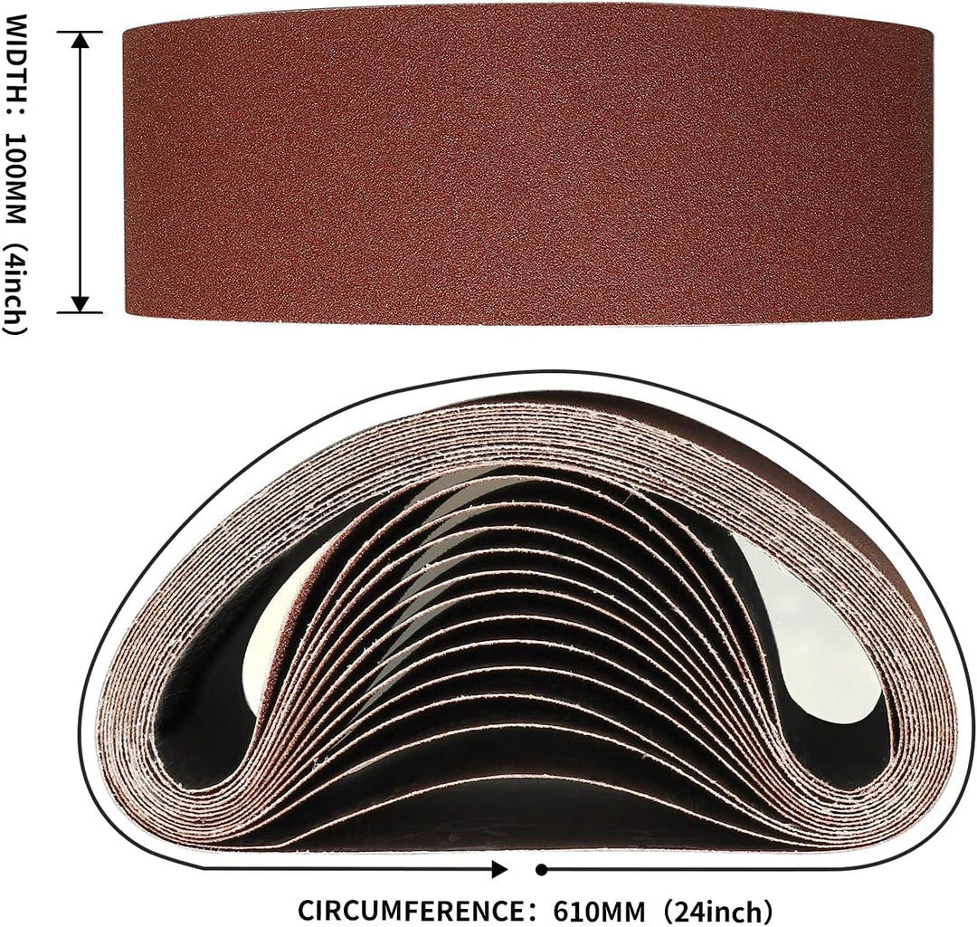 Sruhrak 100 x 610mm schleifband- 12 Stück bandschleifer schleifbänder 320 Körnungen zum Schleifen, F