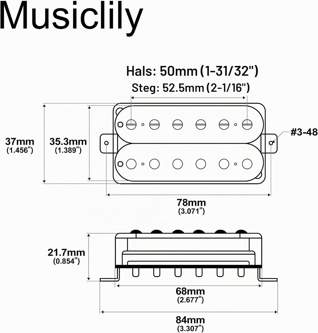 Artec VH-Rock Alnico 5 Uncovered Humbucker Tonabnehmer Hals Steg Pickups Set für E-Gitarre, Schwarz,