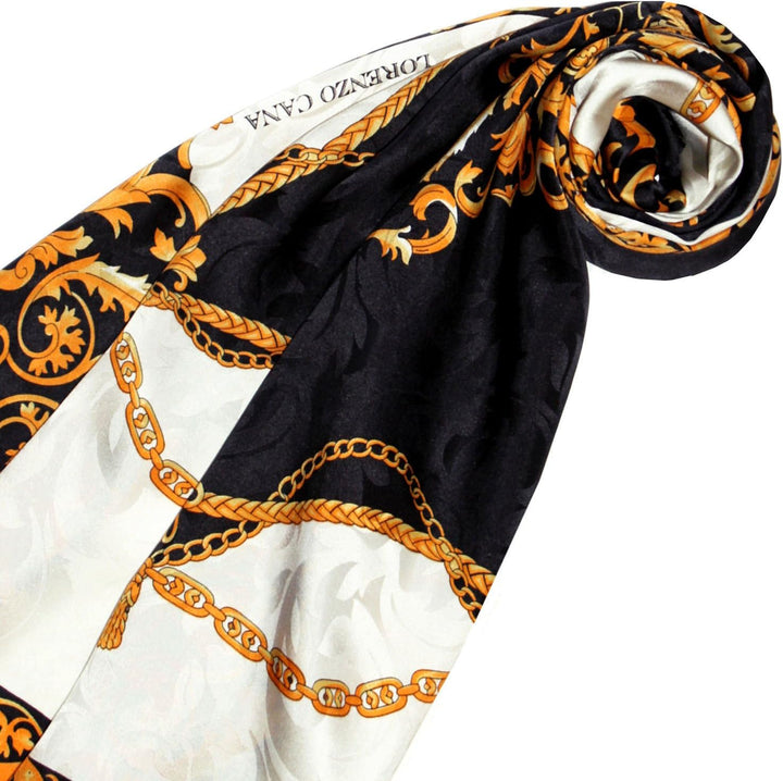 Lorenzo Cana - Luxus Seidentuch Damast 100% Seide gewebt bedruckt 88 cm x 88 cm opulentes gold schwa