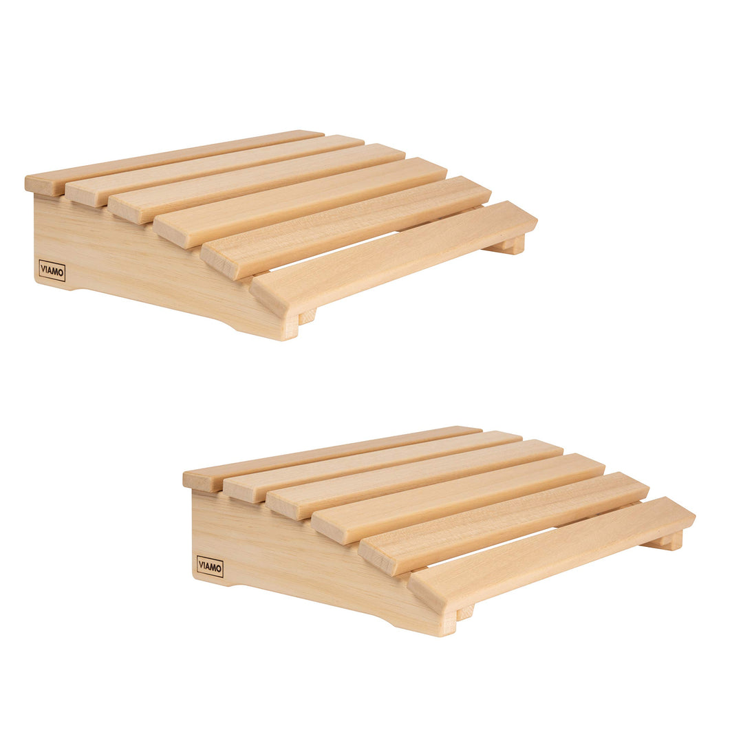 VIAMO® Sauna Kopfstütze Kopfteil Rückenlehne gebogen aus Abachiholz (Set aus 2 Stück), 39,5 cm x 30,