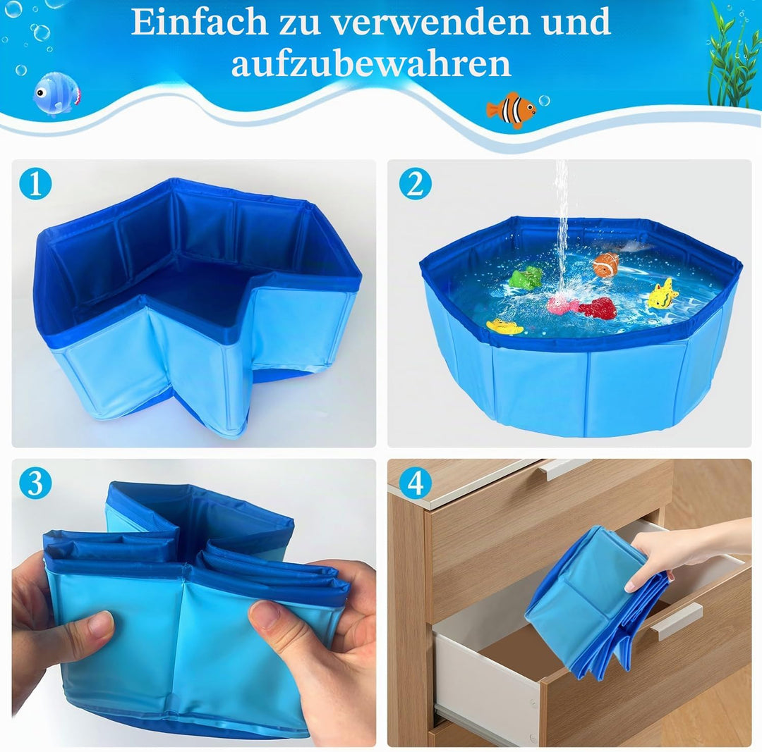 Katzen Pool 50x10cm Faltbare Katzenpool mit 6 Fischen Wasser Spielzeug Faltbarer Pool Interaktives W
