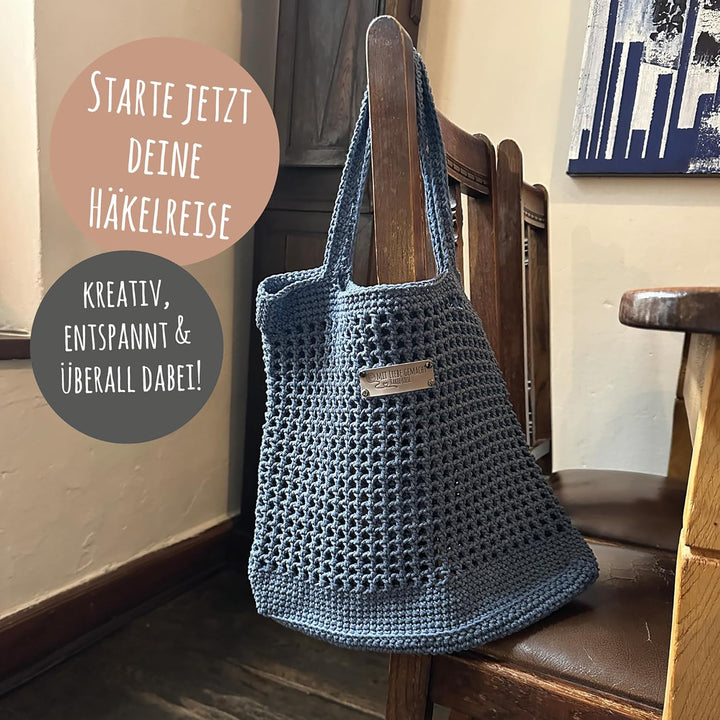 HÄKEL LIESE Häkelset Für Anfänger - Strandtasche Damen, Häkel Set für Anfänger Erwachsene, Häkelnade