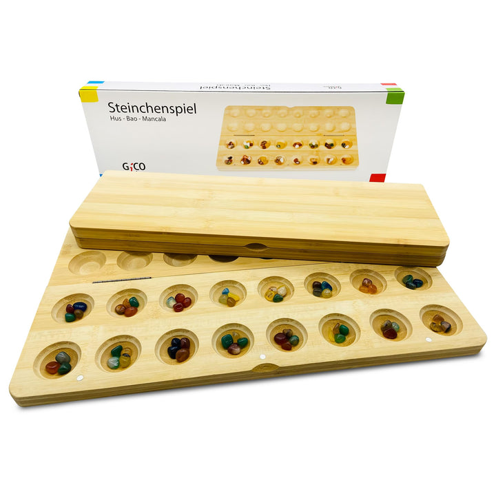 GICO Steinchenspiel Hus Bao gross aus Holz mit Edelsteinen. Das Strategiespiel für Jung und Alt beka
