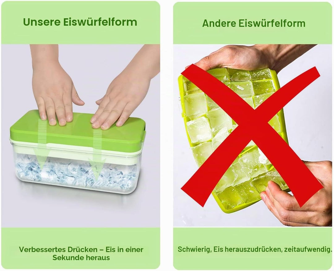 Eiswürfelform, Lebensmittelechte Silikon Eiswürfelbehälter mit Deckel, Alle Eiswürfel in Einer Sekun