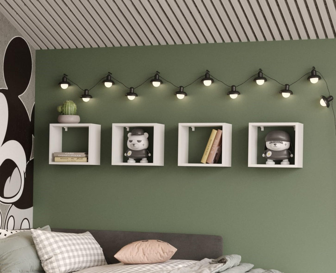 KUBUTKU Wandregal 4er Set 30x33x18 Quadratisch Hängeregal Mordern Design Wandboard für Wohnzimmer Sc
