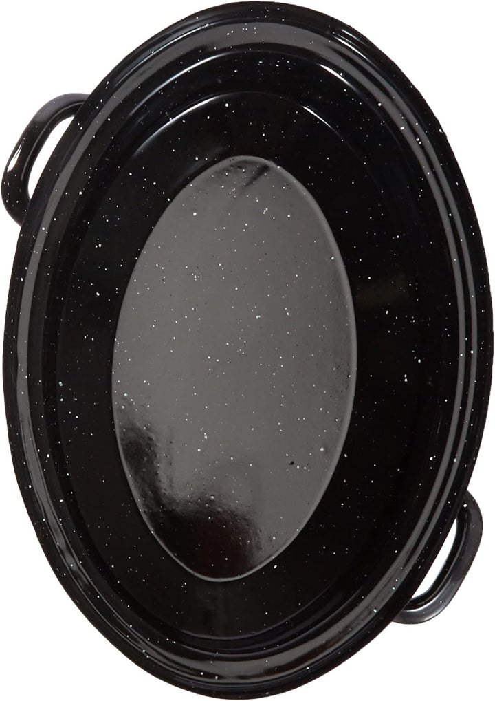 Krüger Gansbräter in schwarz/weiss gesprenkelt, Emaille, 26 cm, 26 cm