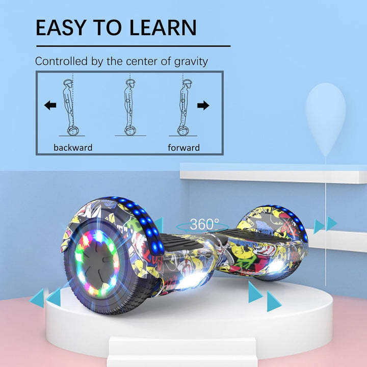 RCB Hoverboards 6,5 Zoll Skateboard Kinder und Jugendliche Hoverboards mit Bluetooth - Led Licht Seg
