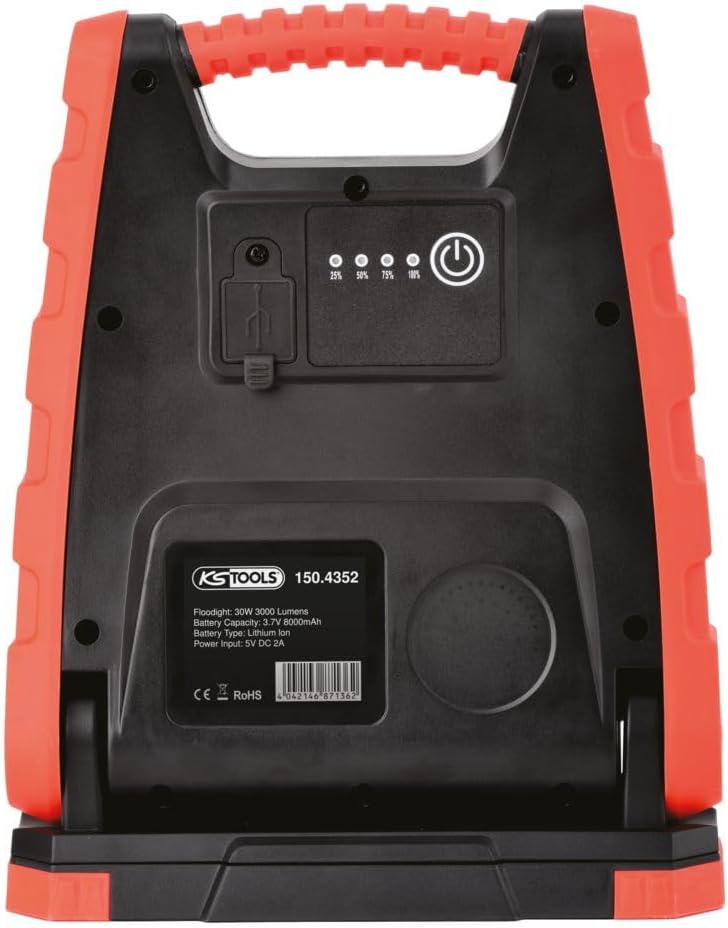 KS Tools, 150.4351, mobiler LED-Projektor, 10 W, 1000 Lumen, IP54, wiederaufladbar über USB-Stecker