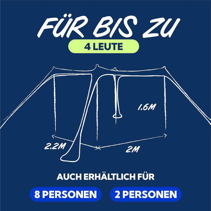 SUN NINJA Strandzelt, Sonnensegel LSF 50+, mit Sandschaufel, Heringen und Stabilitätsstangen, Schatt